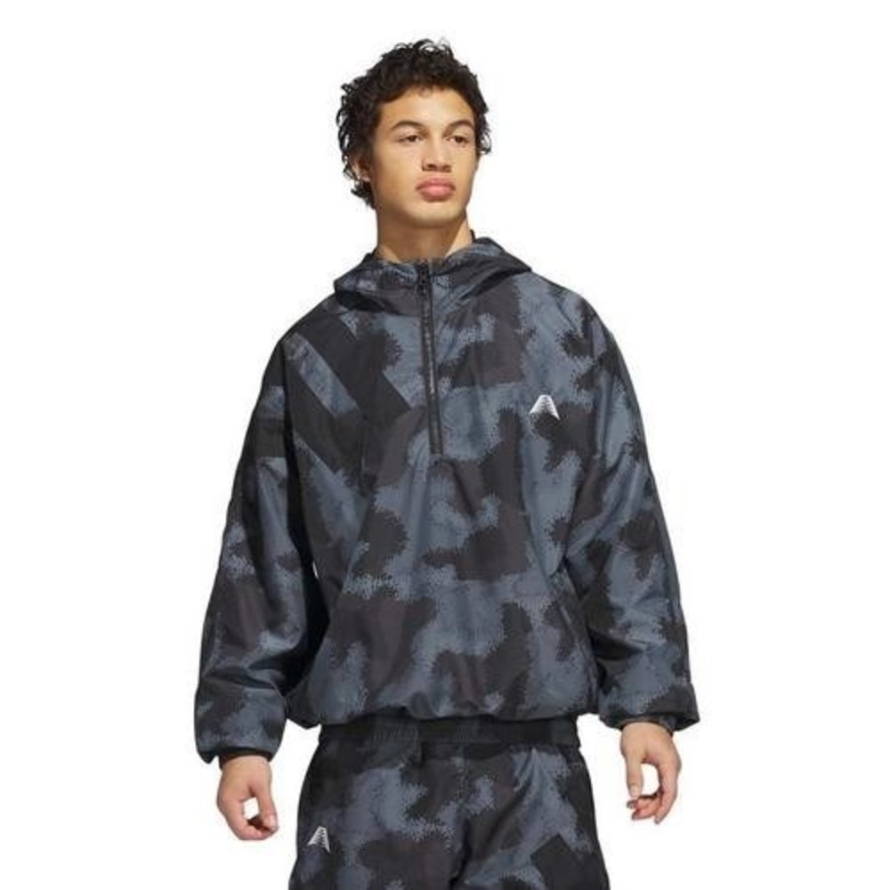 Adidas Men's Anthony Edwards Camo AOP Hooded Anorak Sz XL NEW Grey Black Ae 2